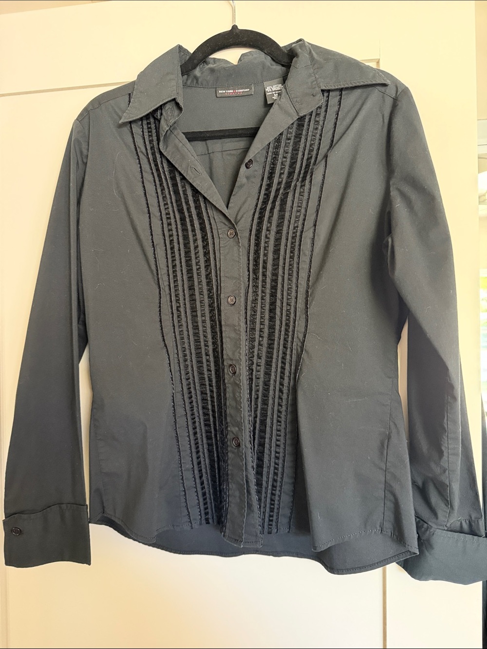 Black Front Button-Up Shirt